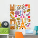 vector france icons set Wall Mural