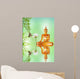golden buddha, lotus and bamboo Wall Mural