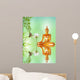 golden buddha, lotus and bamboo Wall Mural
