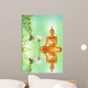 golden buddha, lotus and bamboo Wall Mural