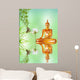 golden buddha, lotus and bamboo Wall Mural