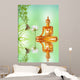 golden buddha, lotus and bamboo Wall Mural