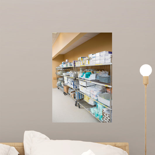 Hospital Supplies Arranged on Trollies 