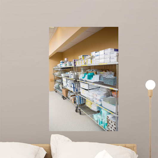 Hospital Supplies Arranged on Trollies 