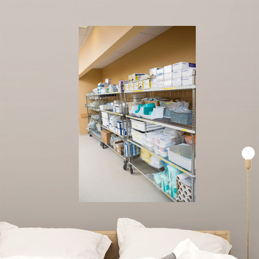 Hospital Supplies Arranged on Trollies 