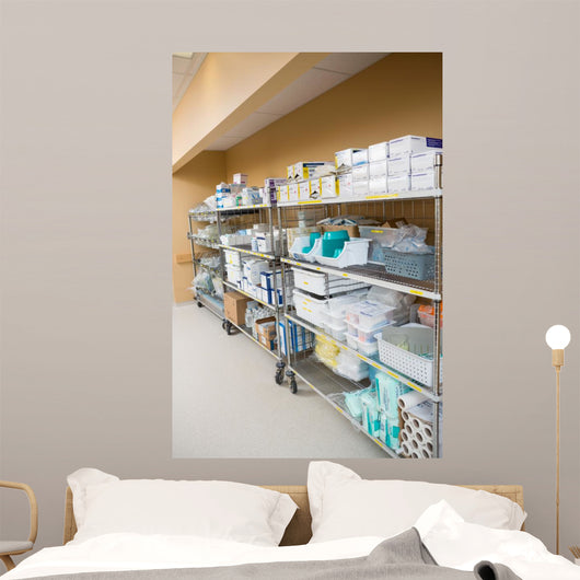 Hospital Supplies Arranged on Trollies 