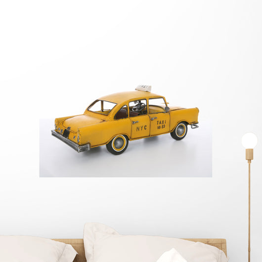 An old vintage taxi cab over a white background Wall Decal