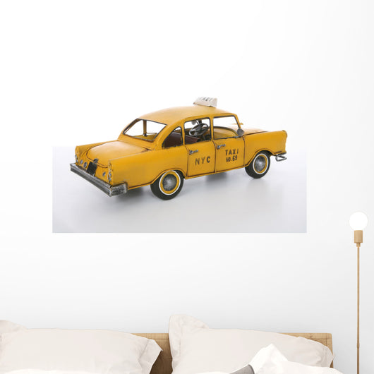 An old vintage taxi cab over a white background Wall Decal