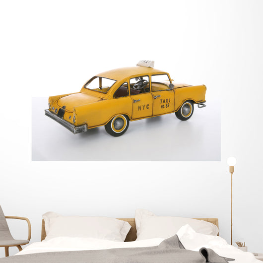 An old vintage taxi cab over a white background Wall Decal