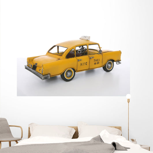 An old vintage taxi cab over a white background Wall Decal