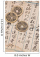 antique chinese book page and coin for background 