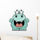 Hooray Blue Hippo Cartoon Wall Decal