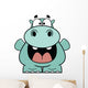 Hooray Blue Hippo Cartoon Wall Decal