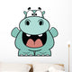 Hooray Blue Hippo Cartoon Wall Decal