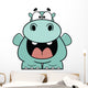 Hooray Blue Hippo Cartoon Wall Decal