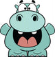 Hooray Blue Hippo Cartoon Wall Decal