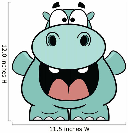 Hooray Blue Hippo Cartoon Wall Decal