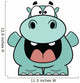 Hooray Blue Hippo Cartoon Wall Decal