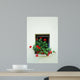 Window with flower on the white wall 