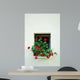 Window with flower on the white wall 