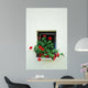 Window with flower on the white wall 