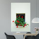 Window with flower on the white wall 