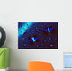 Abstract Blue fireflies Wall Mural