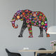 Cheerful Floral Elephant Wall Decal