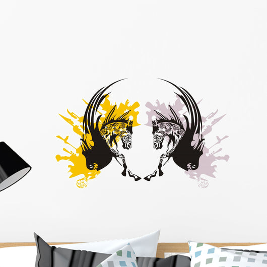 Horse fish with wings and splashes Wall Mural
