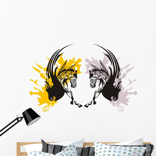 Horse fish with wings and splashes Wall Mural