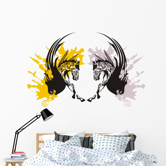 Horse fish with wings and splashes Wall Mural
