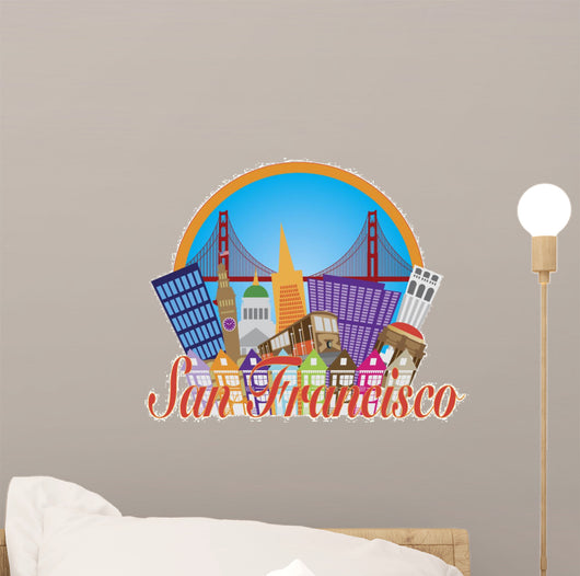 San Francisco Abstract Skyline Golden Gate Bridge Illustration 