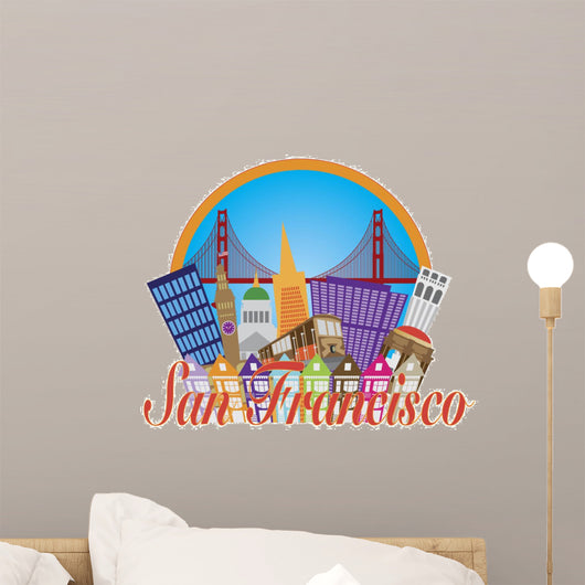 San Francisco Abstract Skyline Golden Gate Bridge Illustration 