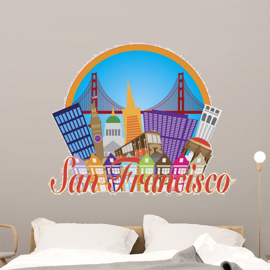 San Francisco Abstract Skyline Golden Gate Bridge Illustration 