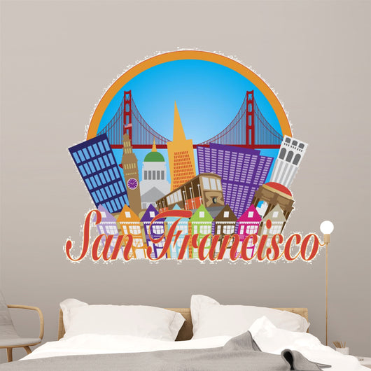 San Francisco Abstract Skyline Golden Gate Bridge Illustration 