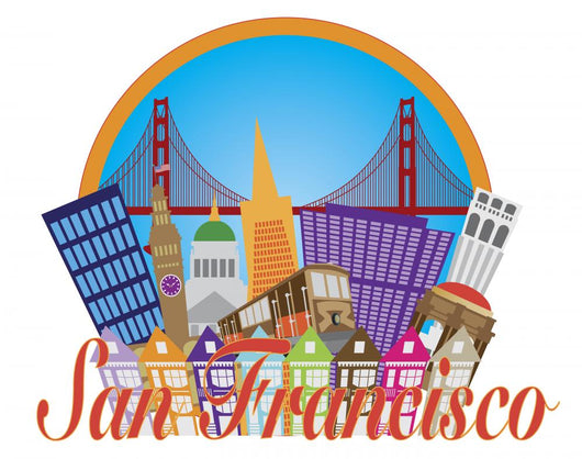 San Francisco Abstract Skyline Golden Gate Bridge Illustration 