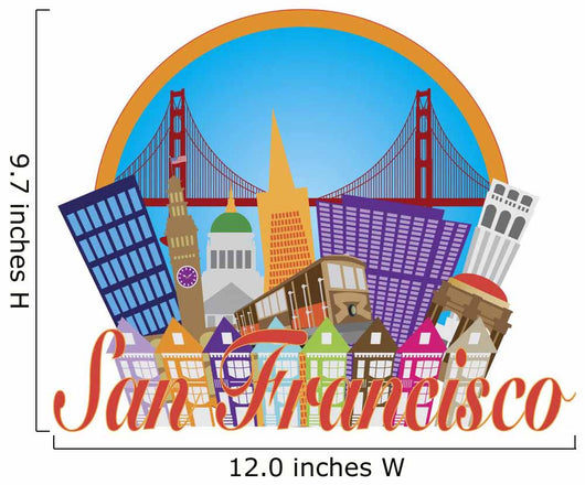 San Francisco Abstract Skyline Golden Gate Bridge Illustration 