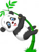 Cute panda cartoon climbing bamboo tree Wall Decal