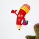Pencil cartoon waving hand Wall Decal