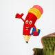 Pencil cartoon waving hand Wall Decal