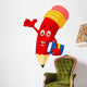 Pencil cartoon waving hand Wall Decal