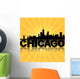 Chicago skyline reflected with sunburst illustration Wall Mural