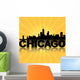 Chicago skyline reflected with sunburst illustration Wall Mural
