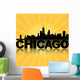 Chicago skyline reflected with sunburst illustration Wall Mural