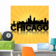 Chicago skyline reflected with sunburst illustration Wall Mural