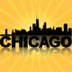 Chicago skyline reflected with sunburst illustration Wall Mural