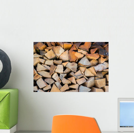 Dry Chopped Firewood Logs in a Pile 