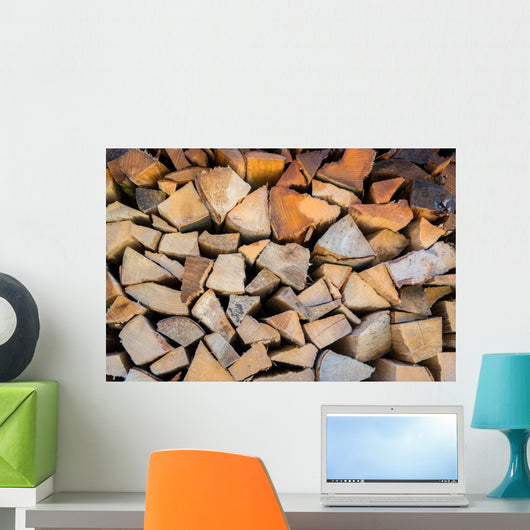 Dry Chopped Firewood Logs in a Pile 