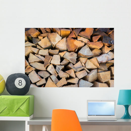 Dry Chopped Firewood Logs in a Pile 