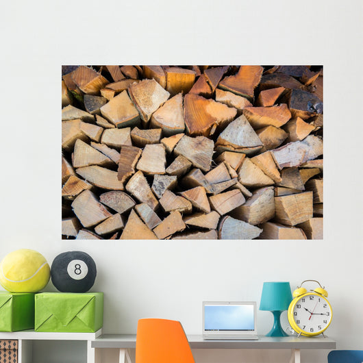 Dry Chopped Firewood Logs in a Pile 